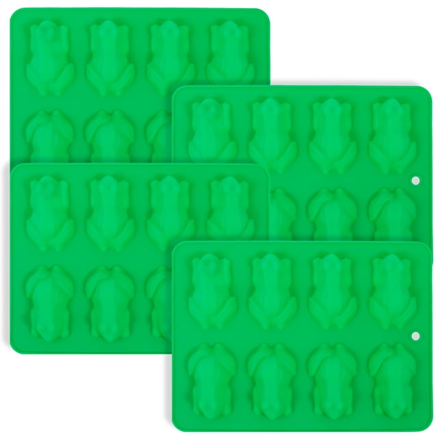 4Pcs Chocolate Frog Mold Silicone Frog Candy Mold Easy Release Chocolate Frog Tray 8 Cavity Ice Frog Tray Heat Resistant Frog Ice Mold Reusable Frog Baking Mold for Home