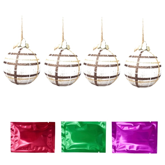 4Pcs Christmas Ball Dillards Ornaments Gold and White Round Hanging Glass Ornament for Xmas Tree Decor Holiday Festive Wedding Engagement Anniversary Party Decoration w/ Snoep in Beperkte Oplage