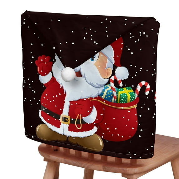 4Pcs Christmas Chair Covers Merry Christmas Dining Room Chair Back Slipcovers Santa Claus Xmas Chair Covers For Christmas Home Decor