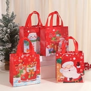 4Pcs Christmas Gift Bags Reusable Santa Claus Snowman Patterns Tote Bags for Festive Party Decoration