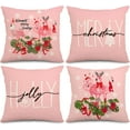 thumbnail image 1 of 4Pcs Christmas Pillow Cover Pink Flamingo Throw Pillow Case Hello Merry Xmas Pillowcase Decor for Sofa Bedroom Living Room Party Favor, 18 x 18 inch, 1 of 6