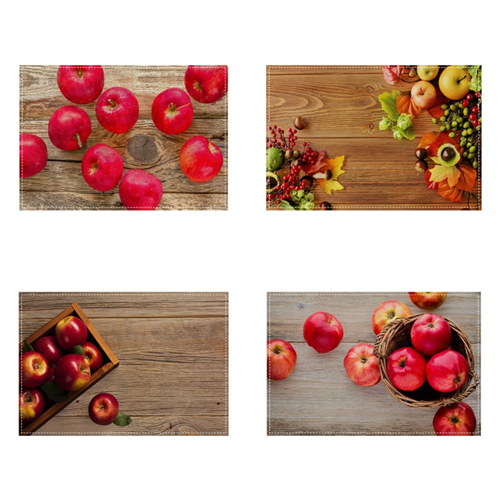 4Pcs Christmas Placemats 12" x 18" Washable Dining Table Mats Heat