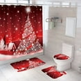 thumbnail image 1 of 4Pcs Christmas Shower Curtain Set with Non-Slip Rugs, Toilet Lid Cover and Bath Mat, 12 Hooks, Christmas Bathroom Sets for Christmas Bathroom Decor 1 Set Red, 1 of 3