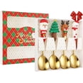 thumbnail image 1 of 4Pcs Christmas Spoon Fork Set,Christmas Cutlery, Coffee Spoons Coffee Stirrer Dessert Spoon Fruit Fork,Xmas Dinner ForksStainless Steel Set with Gift Box, Xmas Tree Santa Snowman Elk Spoons, 1 of 11