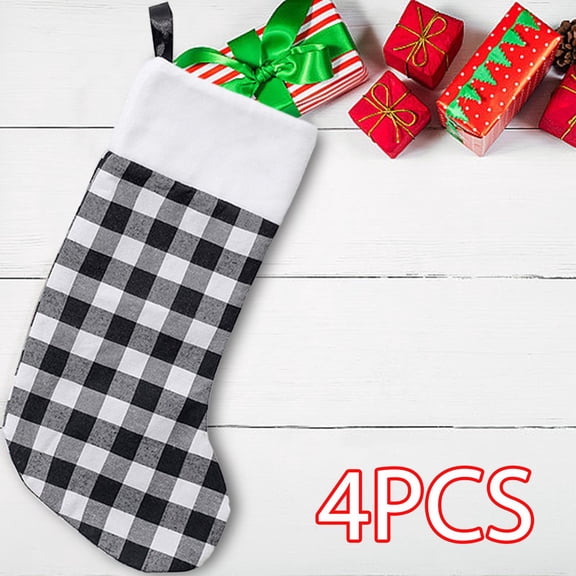 4Pcs Christmas Stockings /Xmas Fireplace Socks Portable Socks Gift Bags Christmas Tree Hanging Decoration for Wall Restaurant