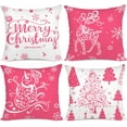 thumbnail image 1 of 4Pcs Christmas Throw Pillow Covers Christmas Decoration Trees Deer Snowman Merry Christmas Decorative Holiday Farmhouse Pillow Covers for Holiday Christmas Decoration, 1 of 6