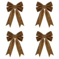 thumbnail image 1 of 4Pcs Christmas Velvet Bow Ornament, 7.09" Brown Wreath Twist Tie Ribbon with Metal Wire, Soft Fabric Hanging Decoration for Gift Wrapping, Garland, Tree, and Rustic Holiday Party Decor, 1 of 4
