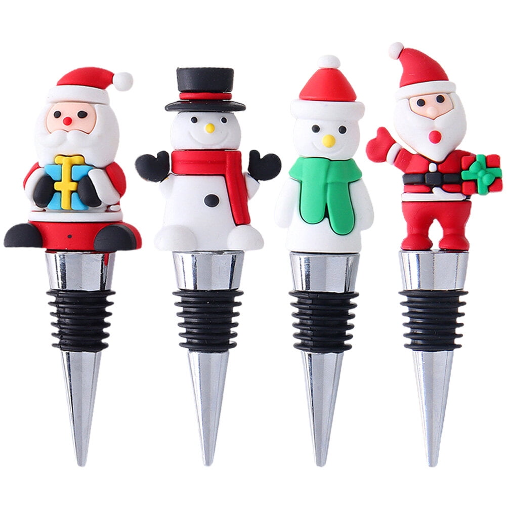 4Pcs Christmas Wine Bottle Stoppers Champagne Stopper Wine Plug for