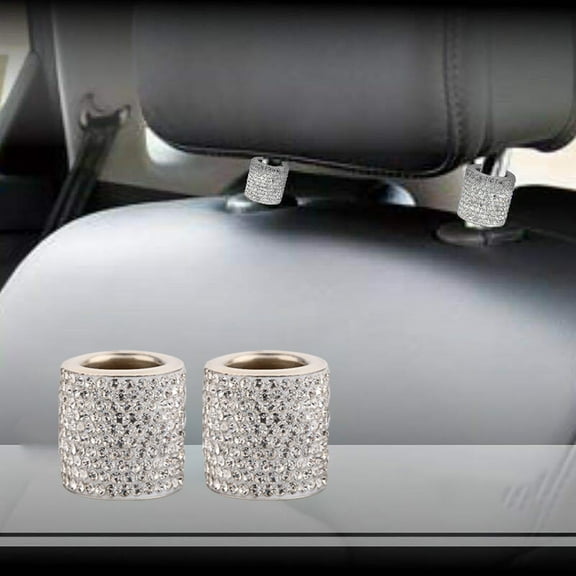 4Pcs Chrome Bling Rhinestone Head Rest Collars, Universal Car Interior Decoration for Car Headrest with Sparkle Shine, Luxury Vehicle Accessory Easy Tool-Free Install Upgrade