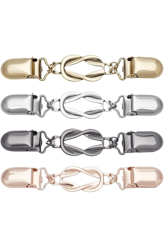 4Pcs Cinch Clip 4 Color Sweater Shawl Waist Cinch Clip Cardigan Brooch Pin 115x19.5x2.5mm Rose Gold Platinum for Women Dress Clothing Pant Waist Tightener Hold Sweater Together Hot Pink