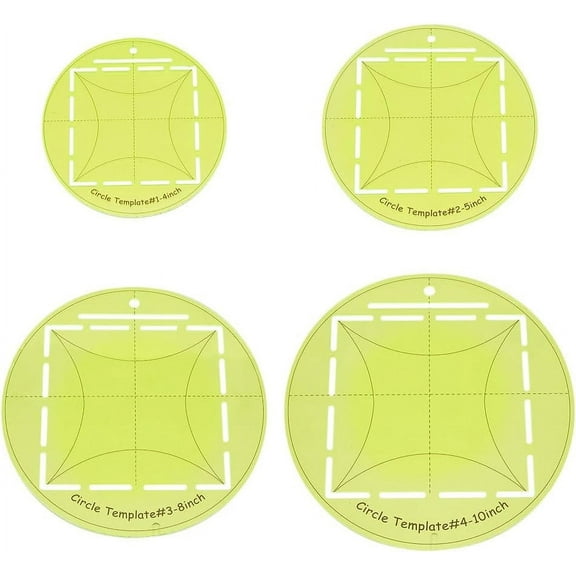 4Pcs Circle Quilting Template 4/5/8/10 Inch Acrylic Circle Templates Round Sewing Template Set Essential Quilt Supplies for Cutting Patterns and Sewing Layer Cake Fabric DIY