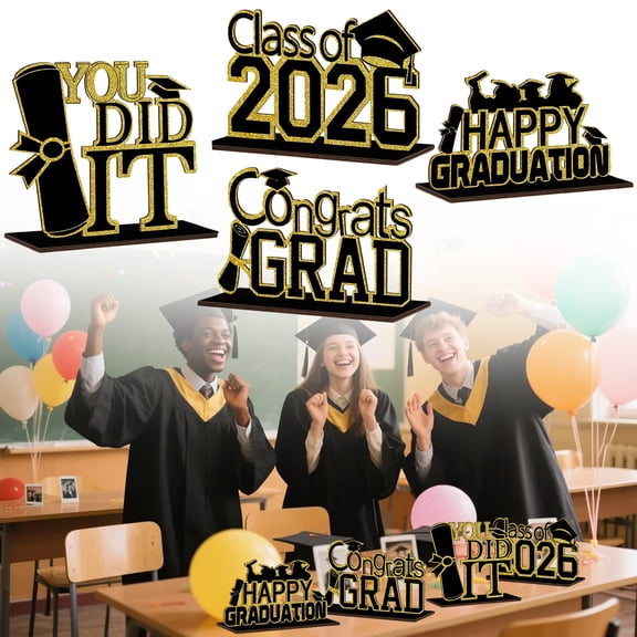 4Pcs Class Of 2026 Wooden Graduation Table Centerpieces, 7 Color Graduation Tabletop Decor Ornaments, Perfect Graduation Party Table Decorations For High School College Graduates
