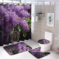 thumbnail image 1 of 4Pcs Classical Lilacs Waterproof Shower Curtain Sets for Bathroom,Natural Purple Flower Modern Bathroom Decor Set with Shower Curtain and Rugs and Accessories, 1 of 8