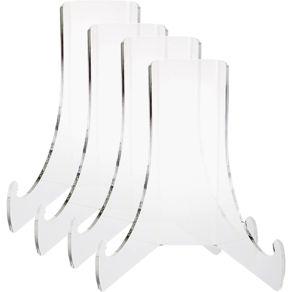 4Pcs Clear Acrylic Easels Stand Plate Holder Pictures Display Stand for