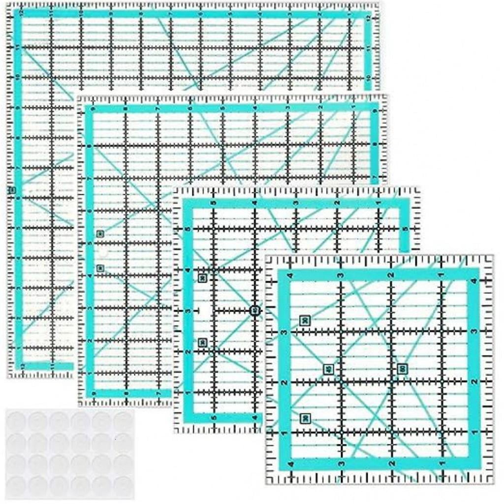 4Pcs Clear Acrylic Sewing Ruler Quilting Patchwork Templates Ruler for Fabric Cutting Sewing Measuring Dressmaking Craft
