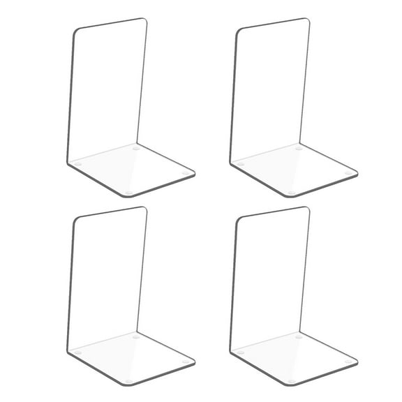 4Pcs Clear Acrylics Bookends For Shelves Desk Bood End Magazine Stand for Heavy Duty Books Magazines File Video Games