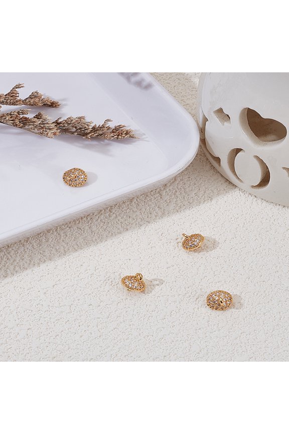 4Pcs Clear Cubic Zirconia Peg Bails Brass Cup Peg Pendants Real Gold Small Eyelet Screws Threaded Clasps Hooks for Jewelry Crafts Making Accessory