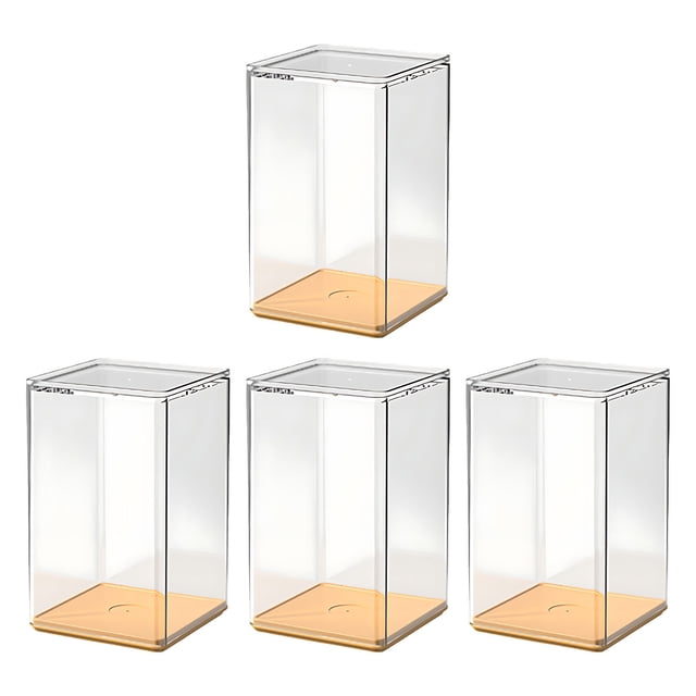 4Pcs Clear Display Case for Collectibles Assemble Clear Plastic Display Box for Lego Alternative Case for Dustproof Showcasing Figures Doll Toys Home Storage(3x3x5 inch)