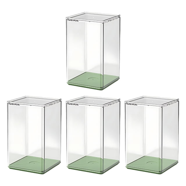 4Pcs Clear Display Case for Collectibles Assemble Clear Plastic Display Box for Lego Alternative Case for Dustproof Showcasing Figures Doll Toys Home Storage(3x3x5 inch)