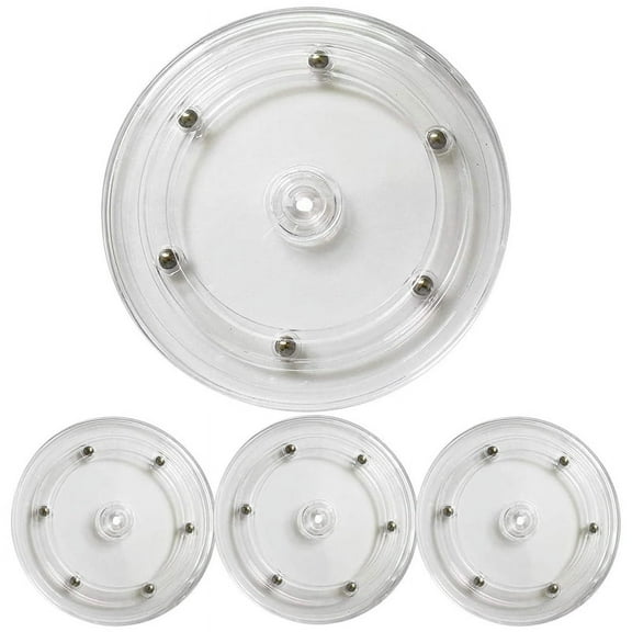 4Pcs Clear Lazy Turntable, 6" Acrylic Turntable Bearing for Decorating Cookies, Clear Swivel Organizer, Base