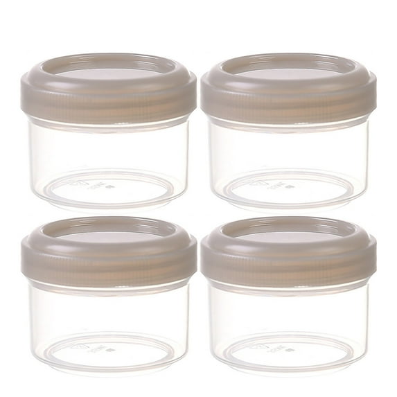 4Pcs Clear Plastic Jars With Lids,Small Plastic Storage Jars With Screw On Lids,Mini Wide-Mouth Refillable Storage Containers,Empty Round Containers For Candy,Beads,Lotion,Food Storage,Grey