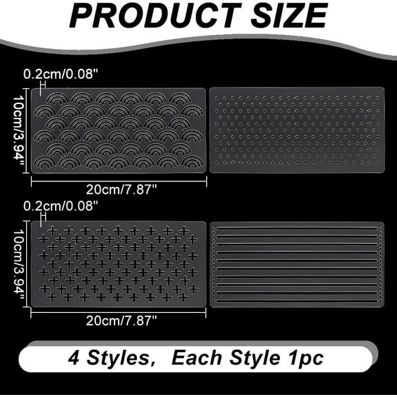 4Pcs Clear Sashiko Stencil Acrylic 3.94x7.87 Inch Embroidery Pattern Template Quilting Stencil Tool Embroidery Tool Drawing Line Template for Hand Quilting and Sewing Crafts