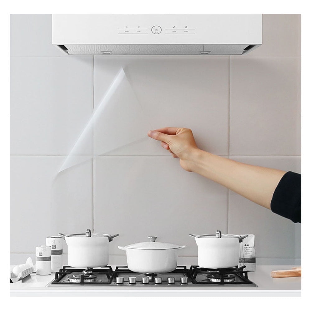 4Pcs Clear Self-Adhesive Kitchen Backsplash Film, Waterproof Heat-Resistant Wall Protector for Countertops, Tables \u0026 Smooth Surfaces (27.6x16.5)