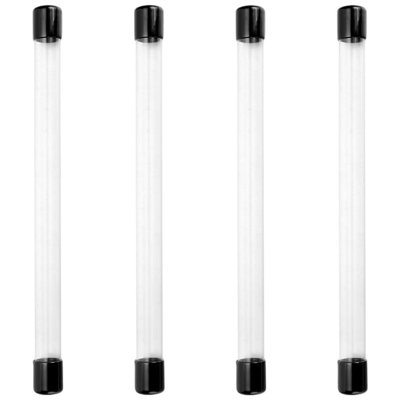4Pcs Clear Storage Tube 21x300mm Length Clear Round Plastic Tubing Transparent Rigid Storage Tubing with Lid Rubber Caps Water tube for Beads Buttons Pins Item Stored Black DIY