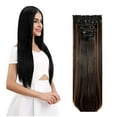 thumbnail image 1 of 4Pcs Clip in Straight Hair Extensions, Natural Straight Hairpieces with 11 Clips, 18/24 inch Long Soft Clip on Extensions Hair Pieces for Women - Dark Brown 260g Per Set, 1 of 6