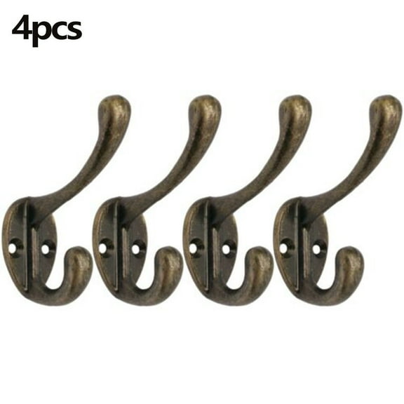 4Pcs Coat Hooks Wall Mounted, Bronze Wall Hooks for Mudroom, Hat Rack, Purse Hooks Cast Antique Hook Door Clothes Hangings