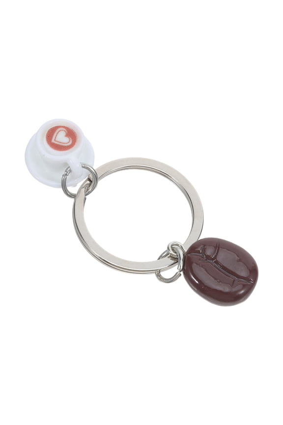 4Pcs Coffee Pendant Keychain Set with Realistic Coffee Bean and Latte Art Design for Purse