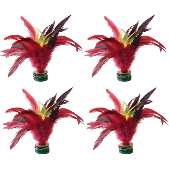4Pcs Colorful Badminton Kick Shuttlecock Fadeless Feathers Chinese Shuttlecock Adults, Chinese Jianzi Foot Feather Sports Toy for Indoor and Outdoor Sports(20cm)