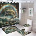 thumbnail image 1 of 4Pcs Colorful Ocean Dolphin Shower Curtain Sets, Bathroom Decor Set with Rugs, Bath Mat Sea Shell Rainbow Shower Curtain, 72 X 72 Inch, 1 of 8