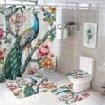 thumbnail image 1 of 4Pcs Colorful Peony Peacock Shower Curtain Set with Toilet Lid Cover Non-Slip Rugs for Bathroom, Colorful Animal Tree Floral Shower Curtain Bathroom Sets with Hooks, 72x72 Inch, 1 of 8