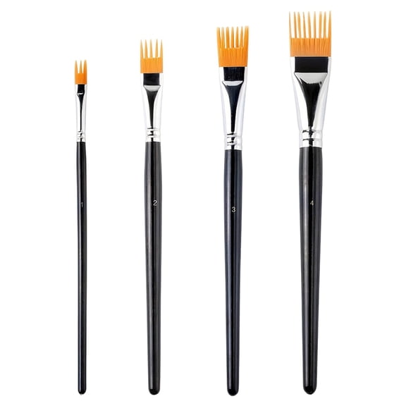 4Pcs Comb Artist Brush Set, Rake Brushes for Painting with Wood Handle, Paintbrush for Acrylic Paint,Greeting Cards & DIY Crafts Kilougeis