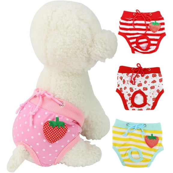 4Pcs Comfortable Cotton Dog Diapers for Female Dogs Washable Reusable Pants for Menstruation Heat Training