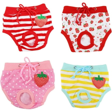 4Pcs Comfortable Cotton Pet Safety Pants for Dogs and Cats Sanitary Menstruation Diapers for Pets Washable Dog Diapers and Pet Physiological Pants