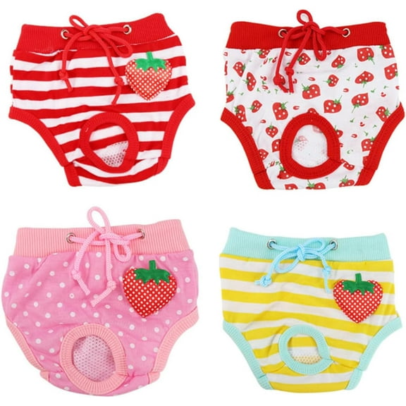 4Pcs Comfortable Cotton Pet Safety Pants for Dogs and Cats Sanitary Menstruation Diapers for Pets Washable Dog Diapers and Pet Physiological Pants