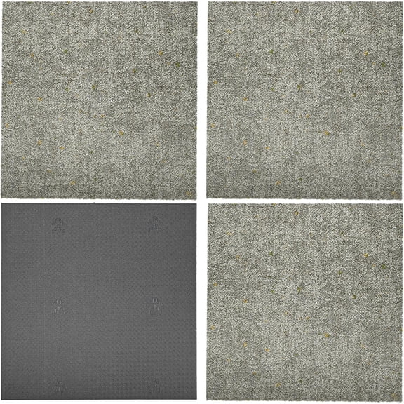 4Pcs Commercial Carpet Tiles, Heavy Duty Carpet Floor Tiles with Non-slip Backing, 0.38" Thickened Carpet Squares for Living Room Bedroom Office Hotel Garage