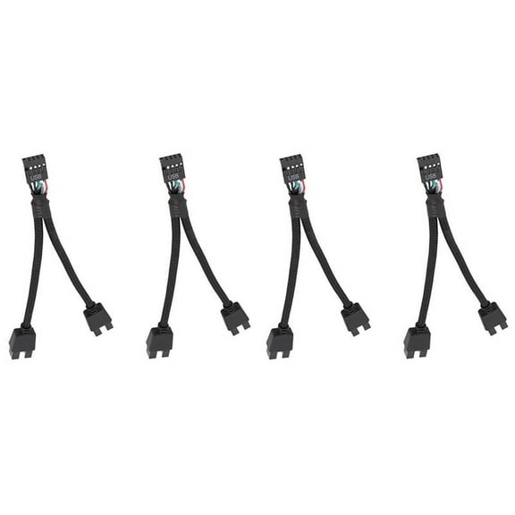 4Pcs Computer Motherboard USB 2.0 9 Pin to Dual 9 Pin Extension Cable Y Splitter Audio HD Extension Cable Black