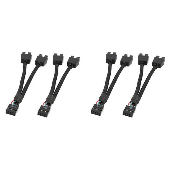4Pcs Computer Motherboard USB Extension Cable 9 Pin 1 Female to 2 Male Y Splitter Audio HD Extension Cable for PC DIY