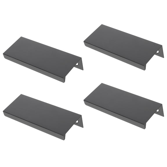 4Pcs Concealed Finger Pull Handle Black Metal Door Pull Bar for Furniture Drawers