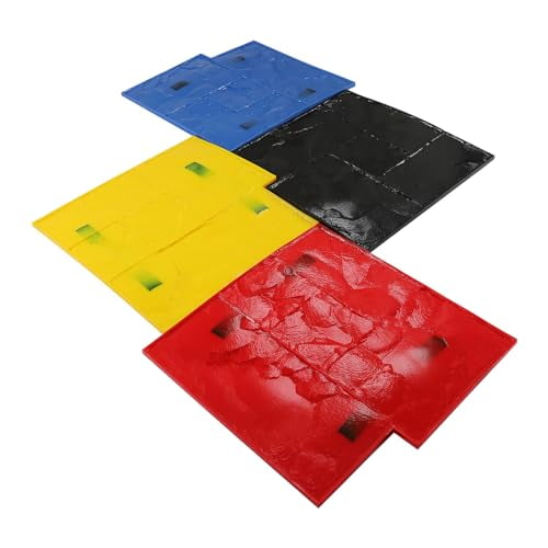 4Pcs Concrete Texturing Skin, 24"X24" Realistic Concrete Stamp Mats Set PU Material Concre1te Texturing Skin Wall Floor Con1crete Stamp Mat Set with 2 Handle for Walls Floors$$Tools & Hardware Other