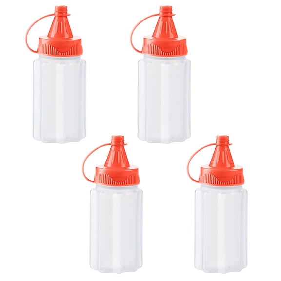 4Pcs Condiment Boxes Large Opening Stackable with Lid Dust-proof Translucent Spice Holding Sauce Squeeze Bottle Mini Seasoning Boxes for Kitchen