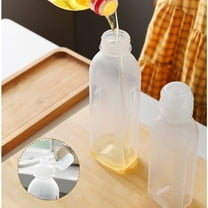 4Pcs Condiment Squeeze Bottles for Sauces, Anti Slip Squeeze Bottle with Silicone Valve Non Return Cap, Suitable for Oil, Honey, BBQ Sauce and Condiments, 300ML, Clear