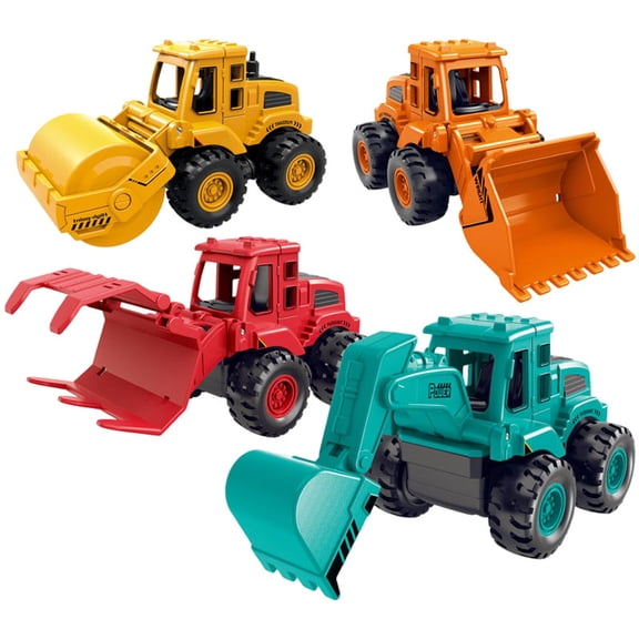 4Pcs Construction Toys for 2 3 4 5 6 + Year Old Boys Kids Toddlers Girls, Sandbox Excavator Toy Trucks Construction Truck Toys Vehicles Bulldozer Road Roller Toy Christmas Birthday Gifts for Boys