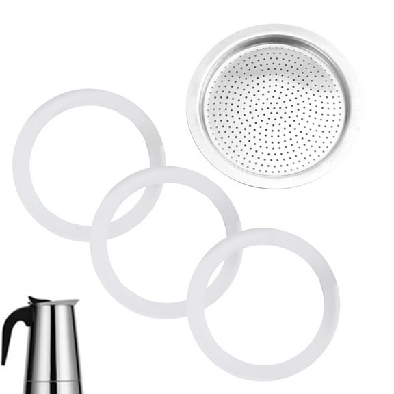 4Pcs Convenient Espresso Pots Replacement Set Convenient Espresso Coffee Maker Gaskets Rings Replacement Set With Fliter