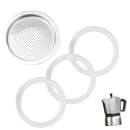 4Pcs Convenient Espresso Pots Replacement Set Convenient Espresso Coffee Maker Gaskets Rings Replacement Set With Fliter