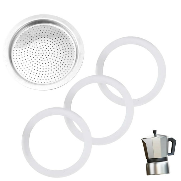 4Pcs Convenient Espresso Pots Replacement Set Convenient Espresso Coffee Maker Gaskets Rings Replacement Set With Fliter