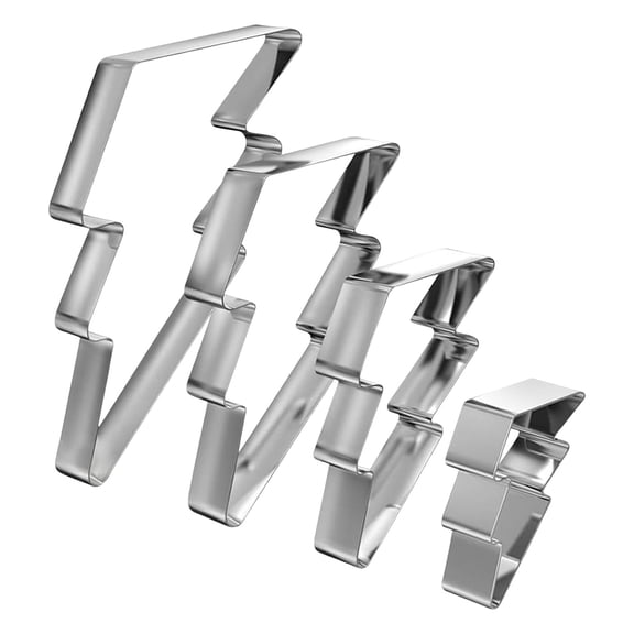 4Pcs Cookie Cutter Set 1.6 in to 3.8 in Cookie Cutter Stainless Steel Cookie Cutter for Baking Fondant Fruit Bread Birthday Party Decorations(Lightning Bolt)